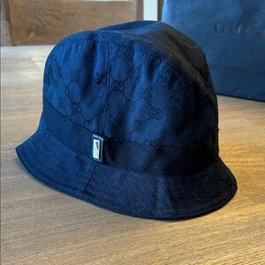 Gucci GG Black Monogram Canvas Bucket Hat